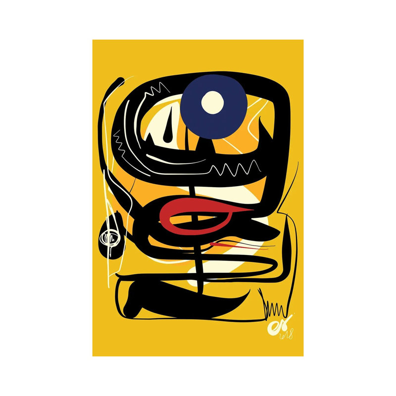 Yellow African Blue Eye by Emmanuel Signorino - Painting on Canvas, Wrapped Canvas, 101.6cm H x 66.04cm W x 3.81cm D