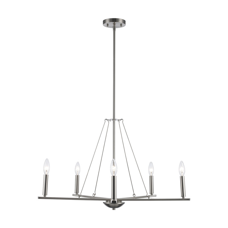 Zyian Dimmable Classic / Traditional Chandelier, 25.80" H x 31.20" W x 31.20" D, 5, Brushed Nickel