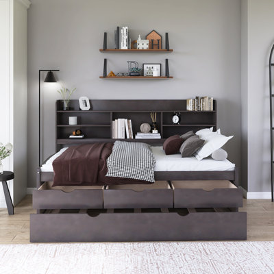 Wood Captain Bed With Trundle,Drawers by Latitude Run