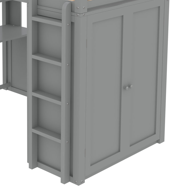 Lit pour enfant Kalil, gris, Lit double