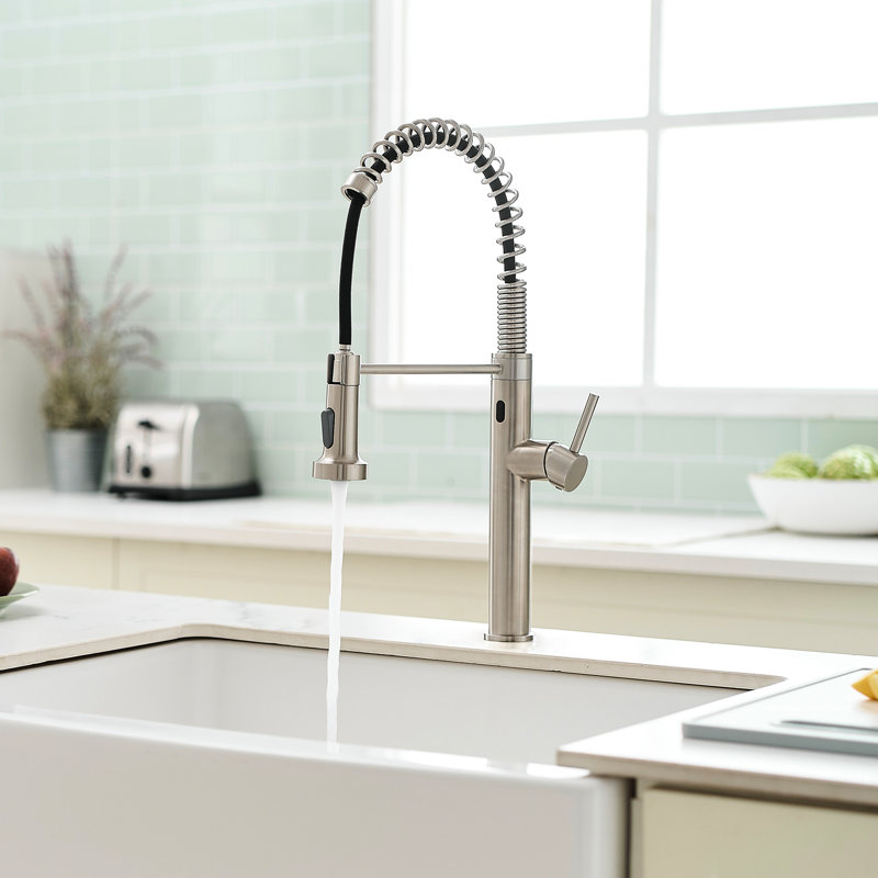 Robinet d'évier de cuisine automatique avec fonction extractible, couleur intelligente, mains