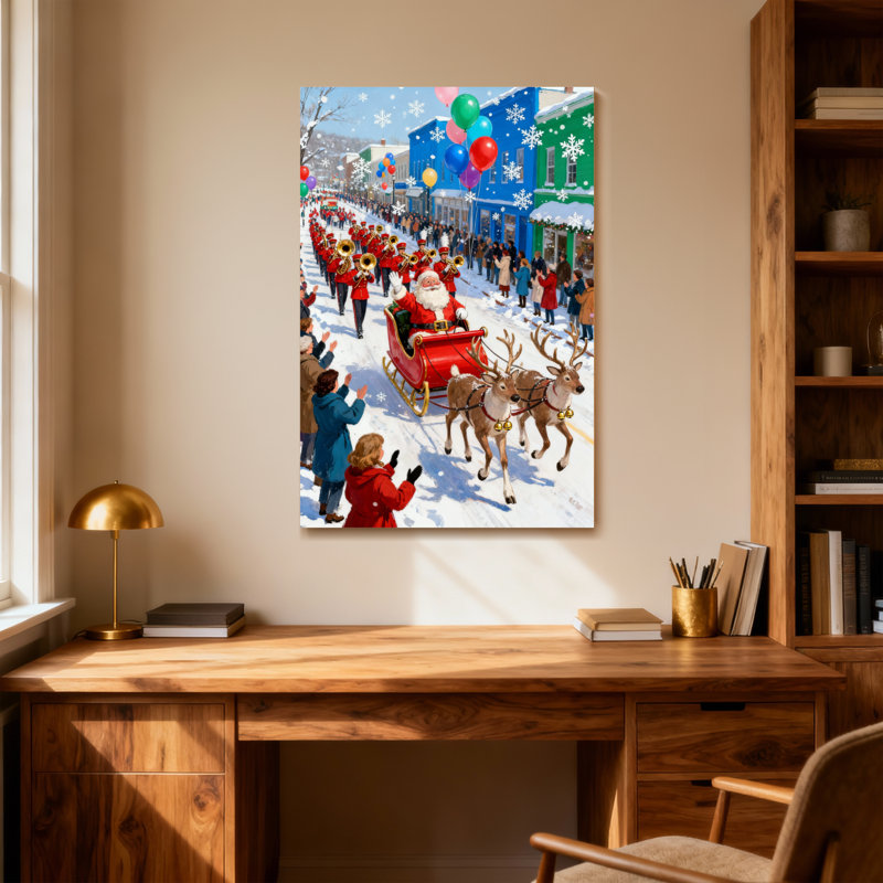 Défilé de Noël du père Noël avec des rennes et des ballons, H 24 po x l 16 po