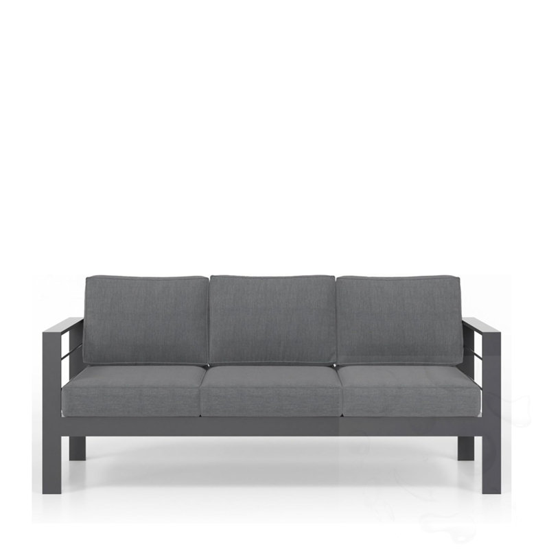 3-seat Patio Sofa with Cushions, Gray, Gray