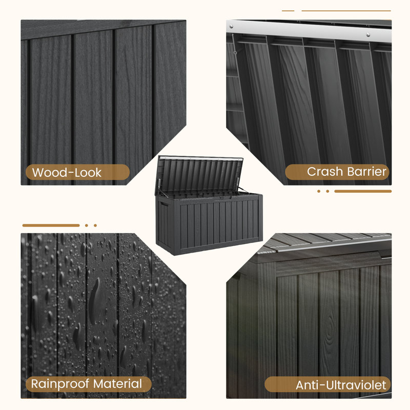 Black 80-Gallon Lockable Resin Outdoor Deck Storage Box