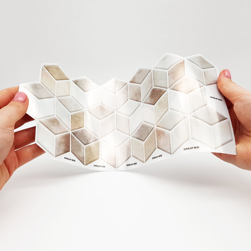 15cm W x 30.5cm L Aluminum Peel and Stick Mosaic Tile, Beige
