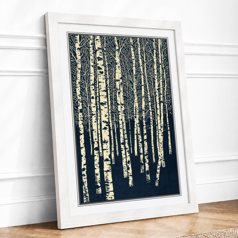 Quiet Birch Forest Scandinavian - Framed Print, A2 - 59.4 x 42.0 cm, White