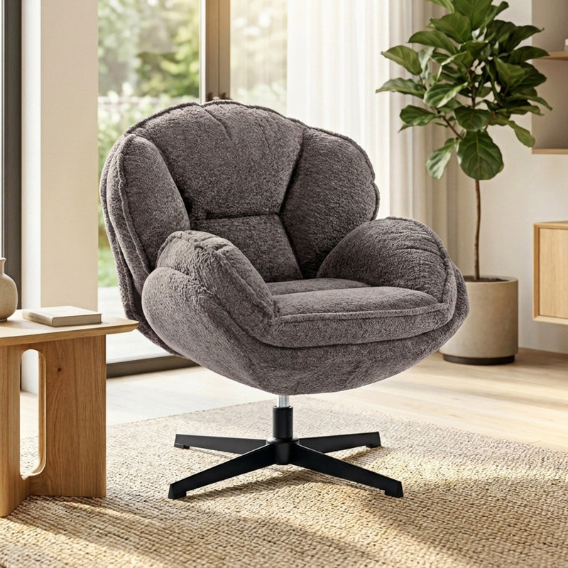 Upholstered Swivel Accent Chair, Grey