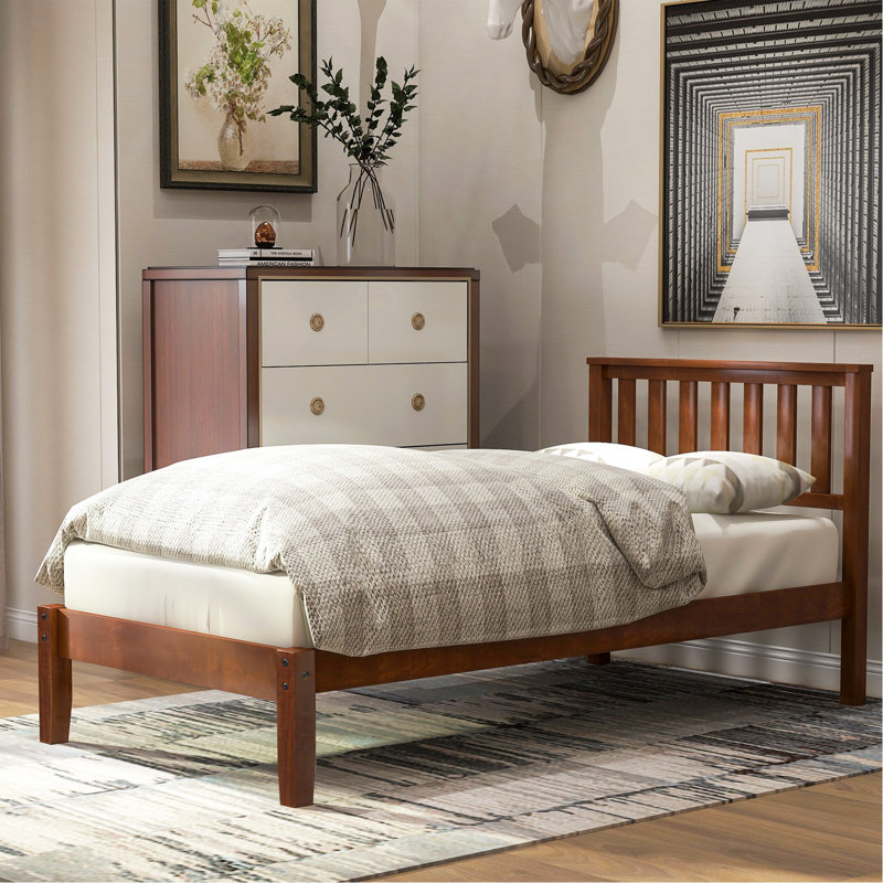 Walnut Twin Solid Wood Bed Frame
