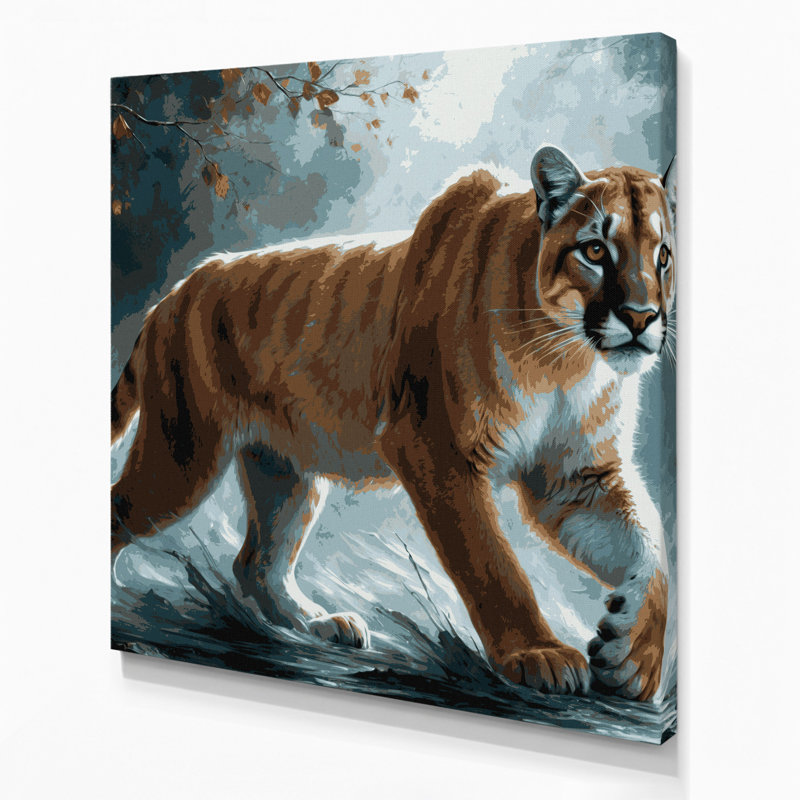 «Big Cats Eastern Cougar», art mural sur toile grise, H 12 po x l 12 po