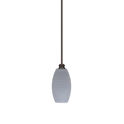 Edge Stem Hung Mini Pendant With 5.5" Gray Matrix Glass