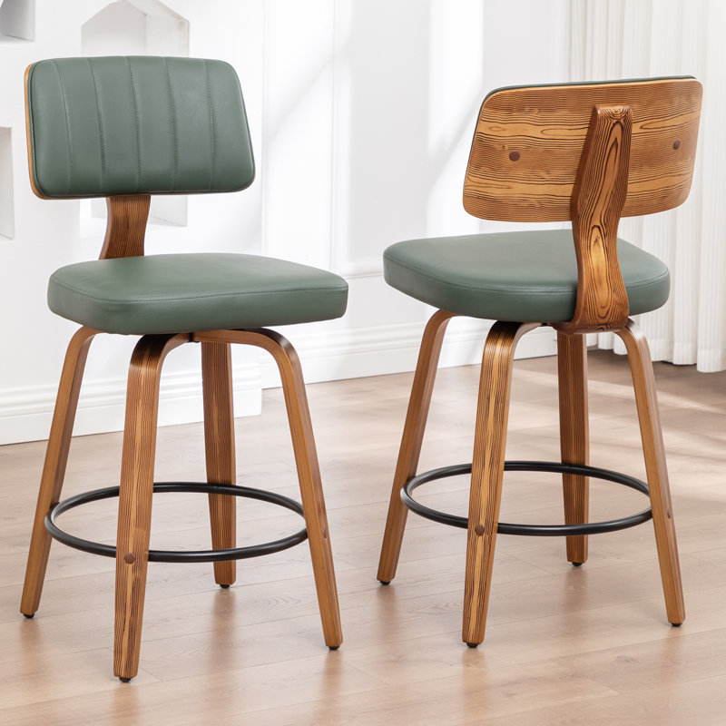 Swivel Upholstered Counter Stool, Green