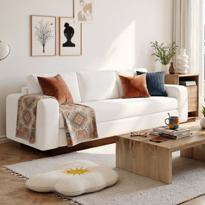 80.7" Modern 3-Seater Chenille Sofa, Soft Upholstered Couch for Living Room & Apartment, Sturdy Rubber Wood Legs, Spacious Seating for Small Spaces, Mid-Century Modern Comfy Couch