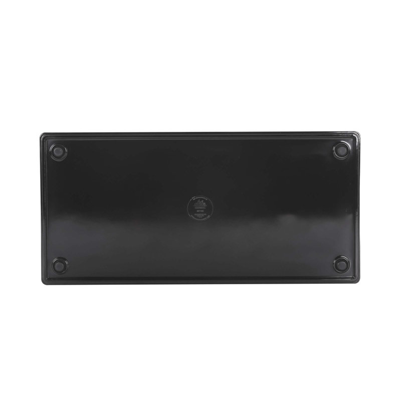 Black Rectangular Melamine Serving Tray with Handles