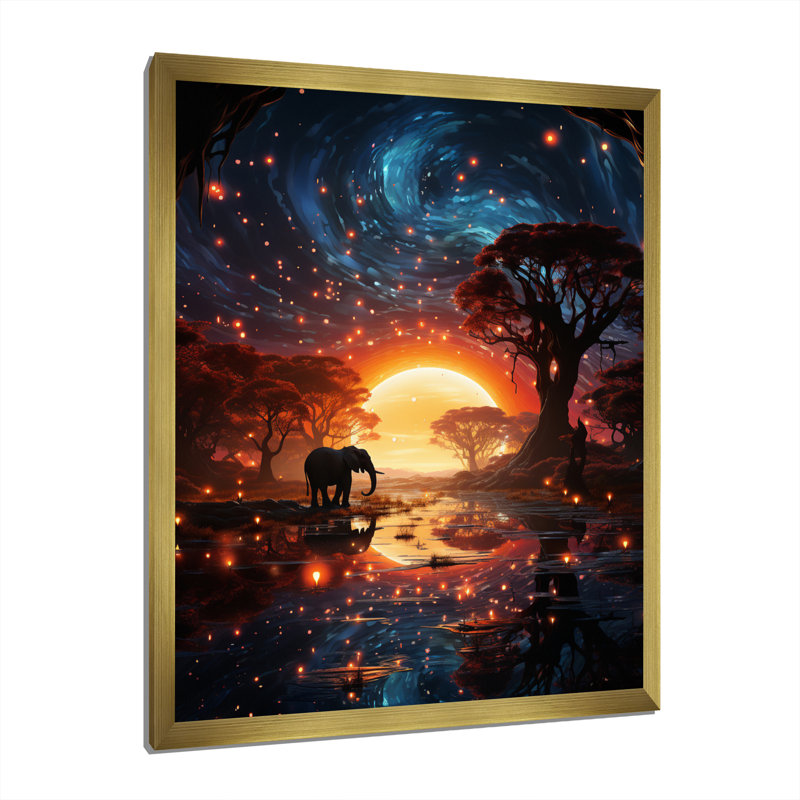 Steff " African Celestial Safari II ", 32" H x 16" W x 1" D, Gold Single Picture Frame
