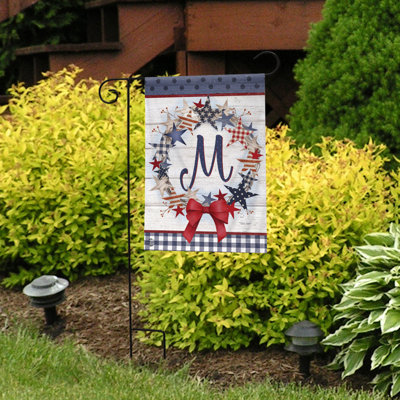 American Wreath Monogram M Garden Flag