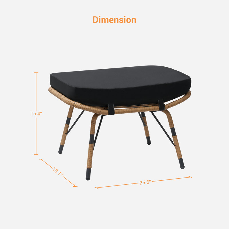Repose-pieds d'extérieur avec coussin Sunbrella® Kluss, Brun, Noir