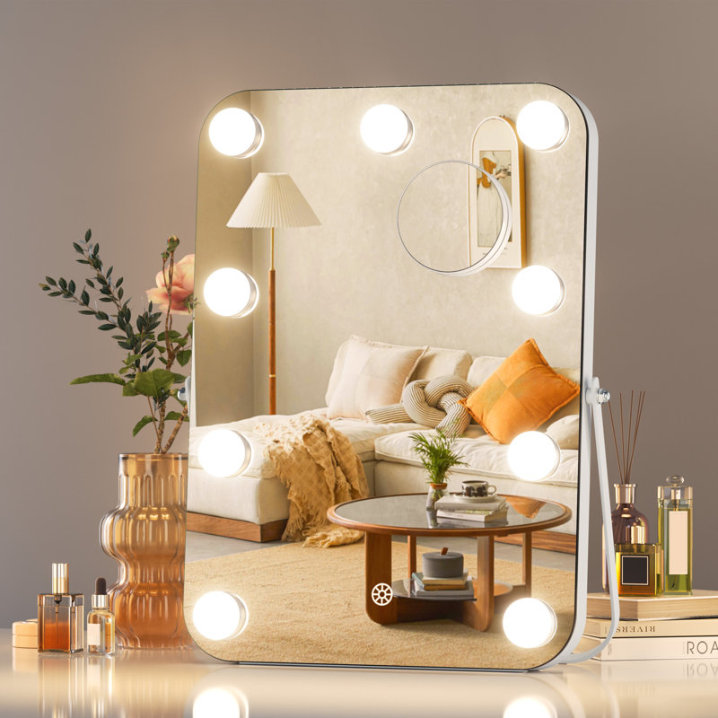 Rectangle Vanity Mirror with Lights, LED Makeup Mirror, 3 Modes Light, Smart Touch Control Dimmable, 360°Rotation with Bluetooth
