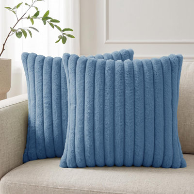 2pcs Faux Fur Plush Throw Pillow Covers Decorative Soft Cushion Cases with Velvet Back,Modern Farmhouse Cozy Pillow Cases for Sofa Couch Bed Living Room