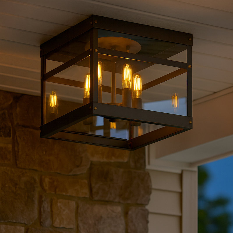 4 - Bulb Outdoor Flush Mount By Lisa McDennon, Oil Rubbed Bronze