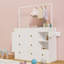 Commode avec tiroirs, tablettes ouvertes de rangement