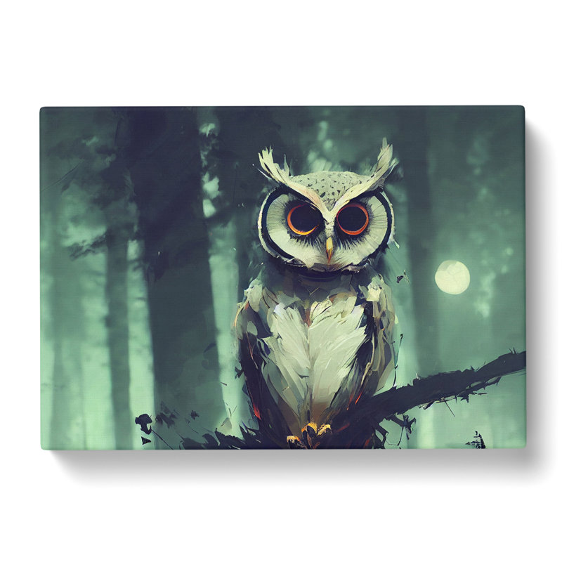 Owl Art Painting Abstract - Wrapped Canvas, 35cm H x 50cm W x 3cm D
