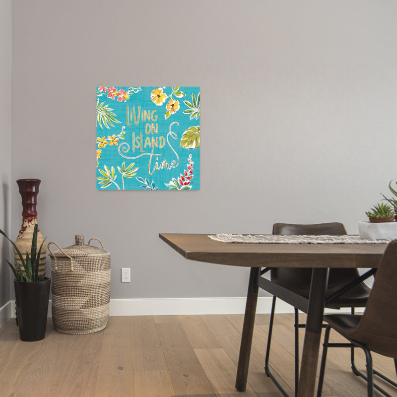 Art abstrait tropical, oasis de palmier hibiscus tropical, H 24 po x l 24 po
