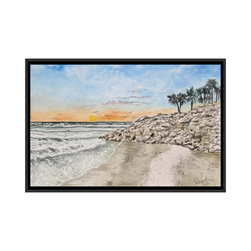 « bradenton beach painting », reproduction sur toile, H 18 po x l 26 po x P 1,5 po, Toile avec cadre noir, Pas de tapis