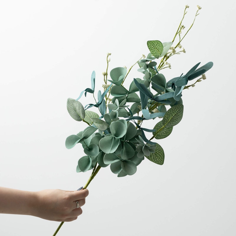 Eucalyptus artificiel et feuillage 28 po; bleu-vert