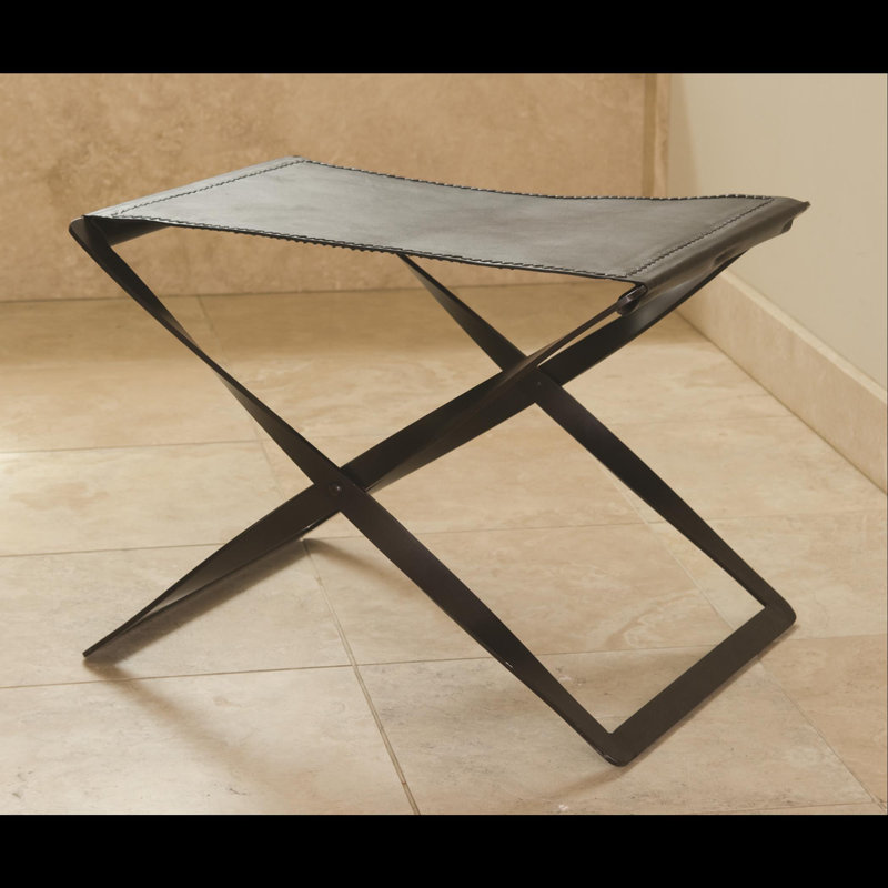 Folding Stool-Brown Leather