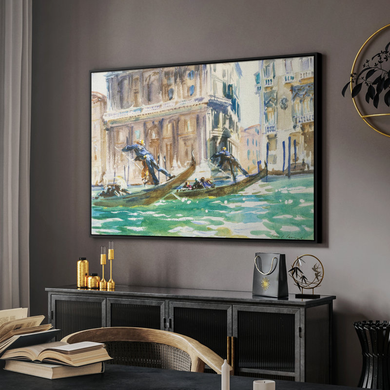 Paysage rétro - CXLIV, Toile avec cadre flottant noir, H 27 po x l 41 po x P 2 po