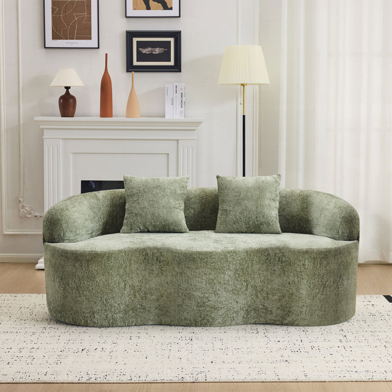 Causeuse incurvée Boneless avec support ergonomique et conception moderne pour des sièges confortables, Vert antique