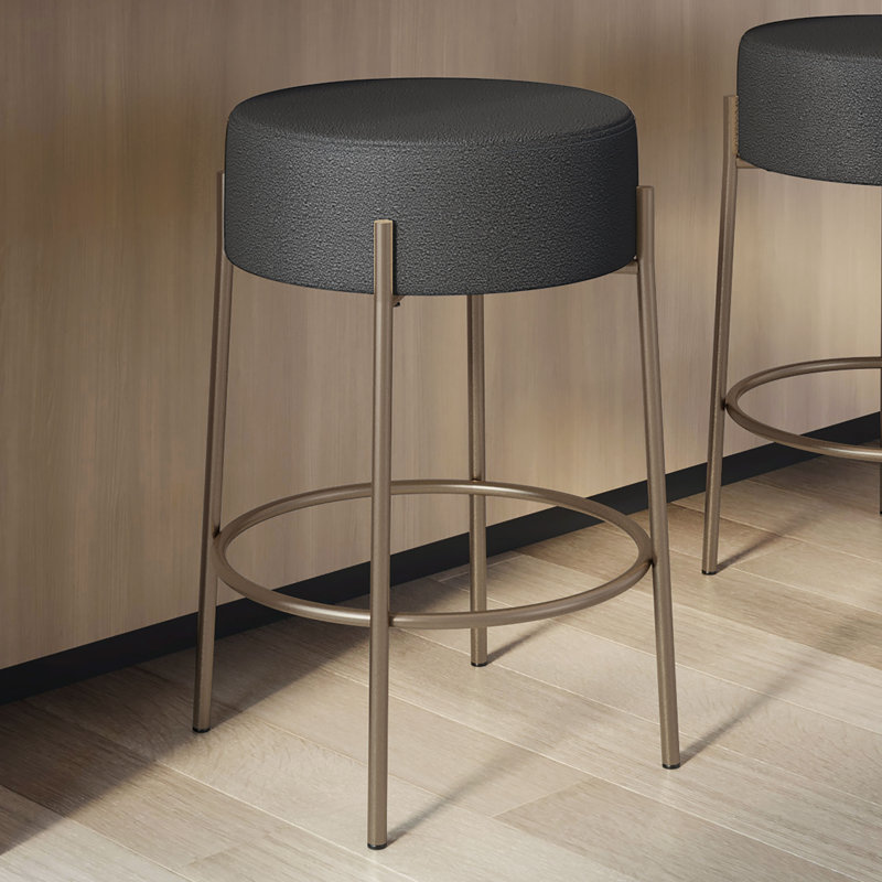 Tabouret de bar et de comptoir sans dossier Aryam, Tabouret de comptoir (siège d'une hauteur de 26,7, Bronze, Boucle - noir