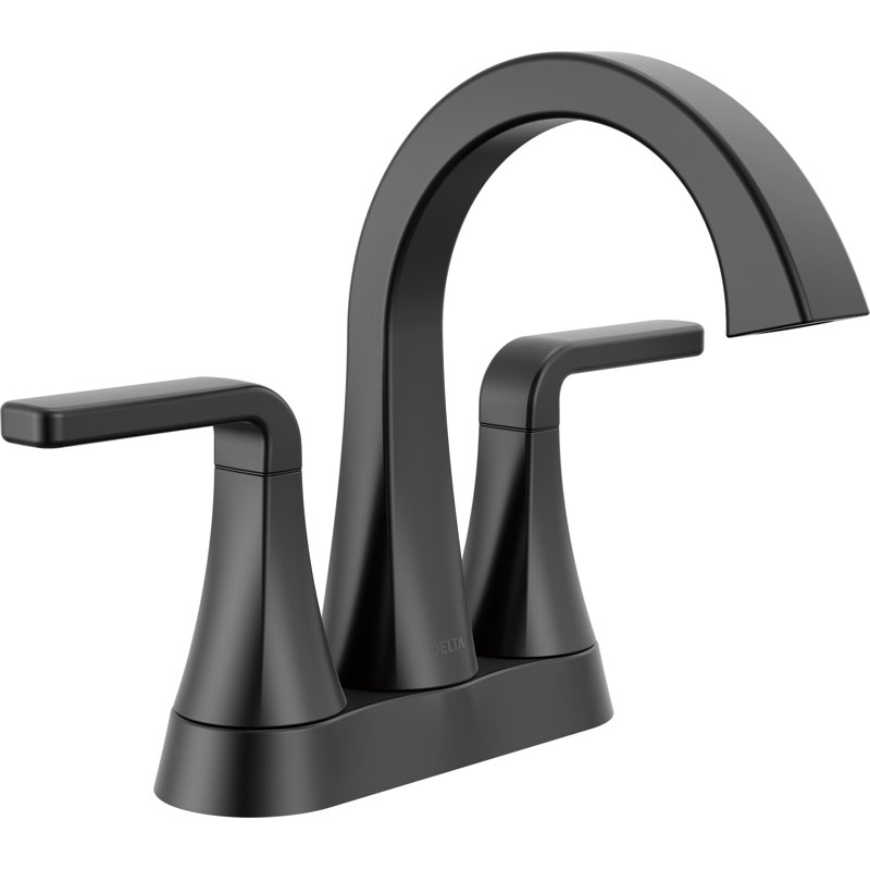 Two Handle Centerset Bathroom Faucet, Matte Black