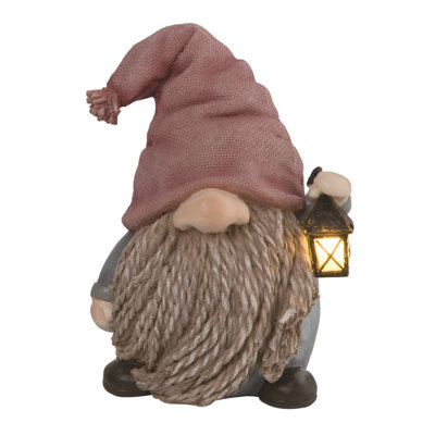 Resin 6.5" Gray Spring Light Up Braided Gnome Decor
