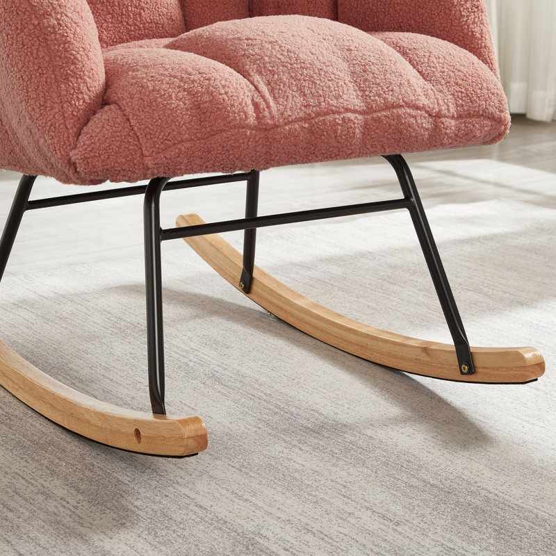 Fauteuil berçant et oscillant rembourré avec tissu, Pink, Pink