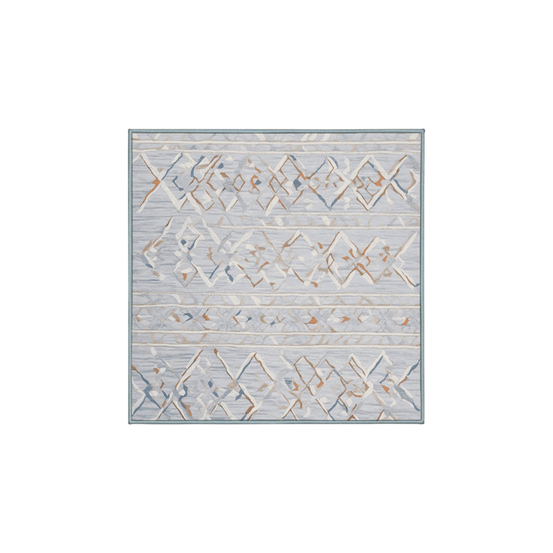 Machine Washable Blue Area Rug, Square 3'