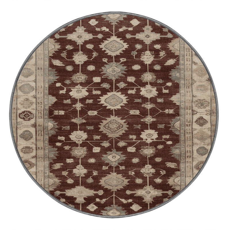 Machine Washable Overdyed Gray Area Rug, Round 6'