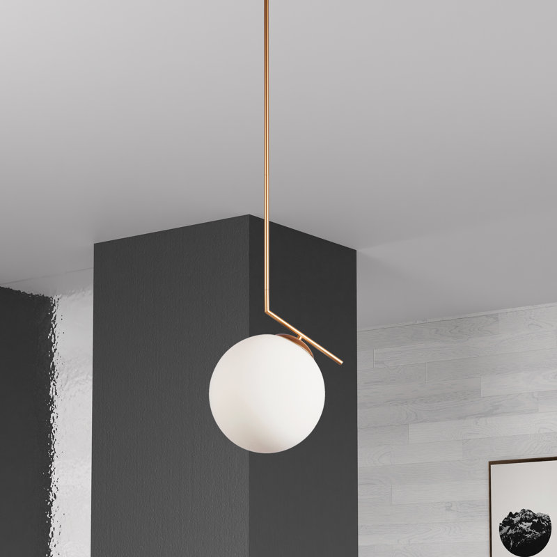 Luminaire suspendu sphère 1 lumière Orion, Doré / Blanc