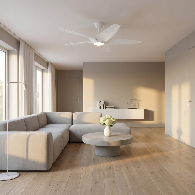 Ventilateur de plafond DEL Dellwood Coastal Smart 56, Blanc mat, Blanc mat