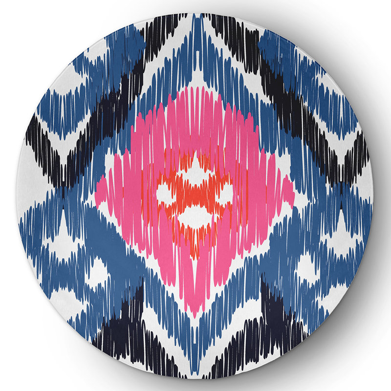 Chenille Ikat Indoor Rug, Round 5'