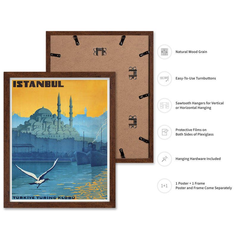 Istanbul, Poster, 12"H x 16"W, Brown Framed