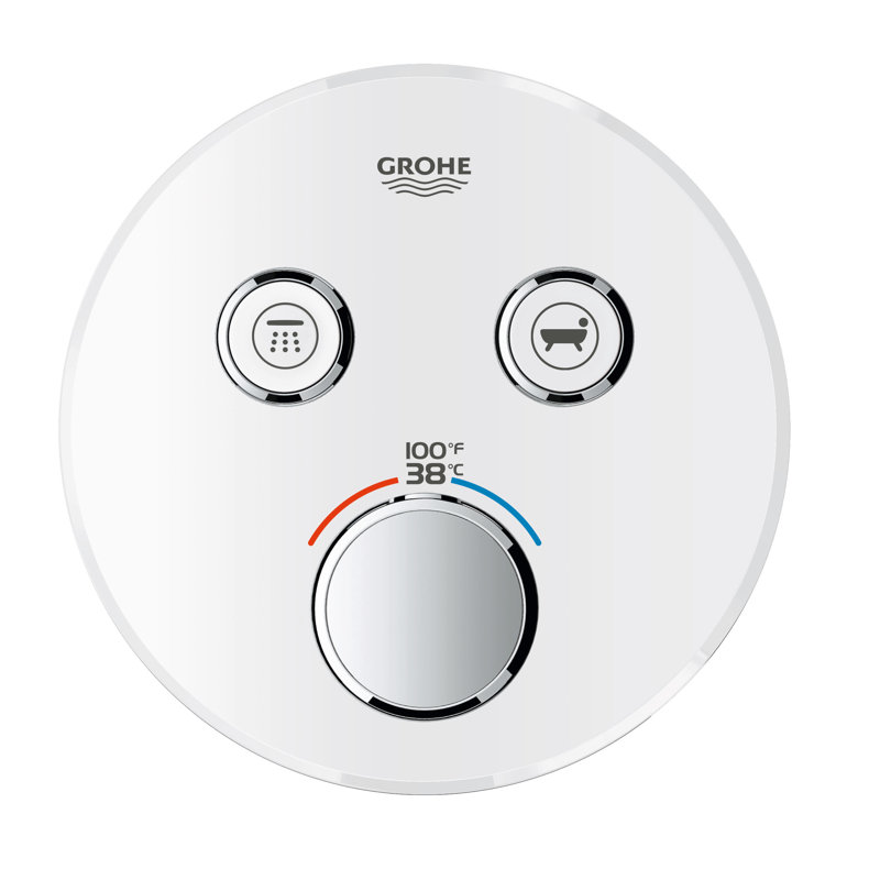 Garniture de robinet thermostatique de douche à deux fonctions Grohtherm SmartControl GROHE, Blanc lune