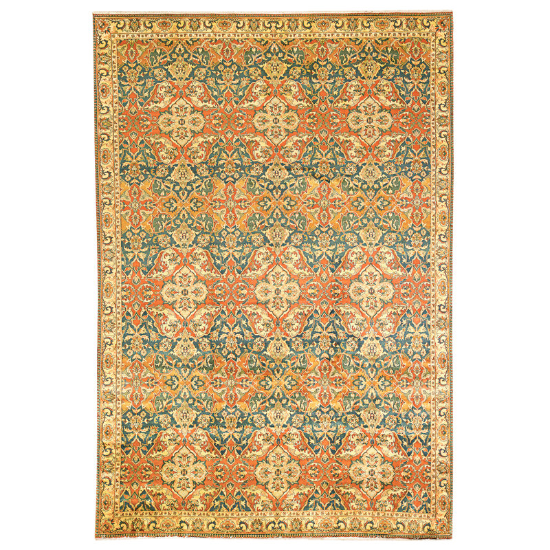 Hand Knotted Wool Area Rug in Multi