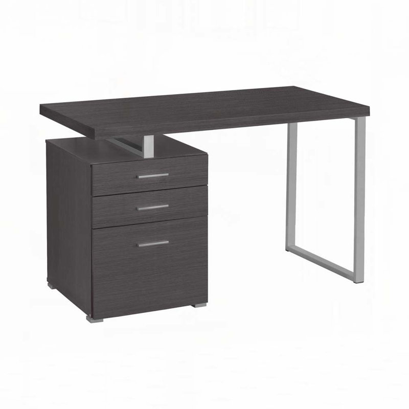 Babken Reversible Desk, Light Gray/Silver