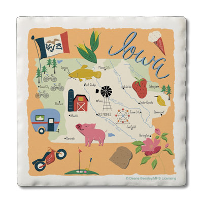Iowa 4 Piece Tumbled Tile Coaster Set