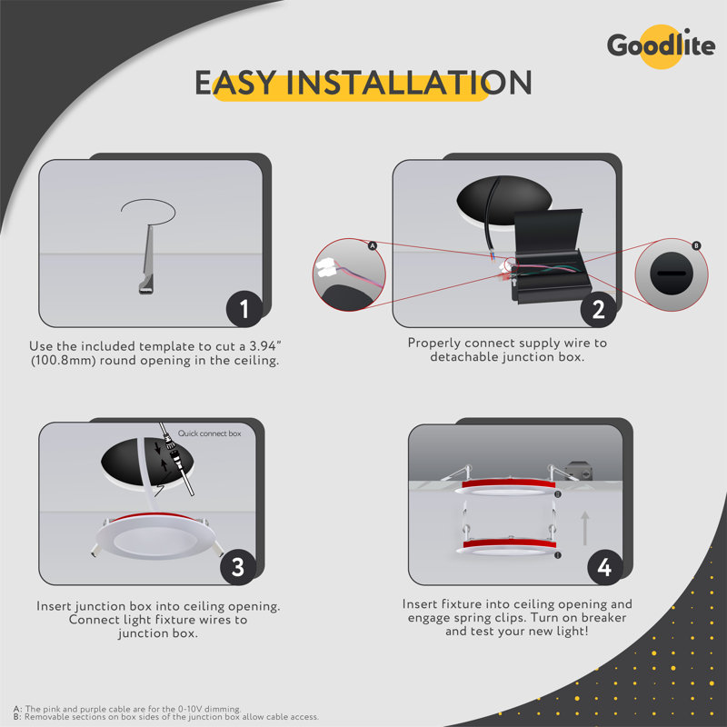 Luminaire encastré rond ultra mince à DEL 4 po certifié et ignifuge - couleur sélectionnable, intensité variable de 925 lumens