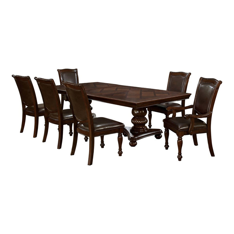 Calie 7-Piece Extendable Dining Table Set, 7 Pieces: Table, 6 Chairs, Brown