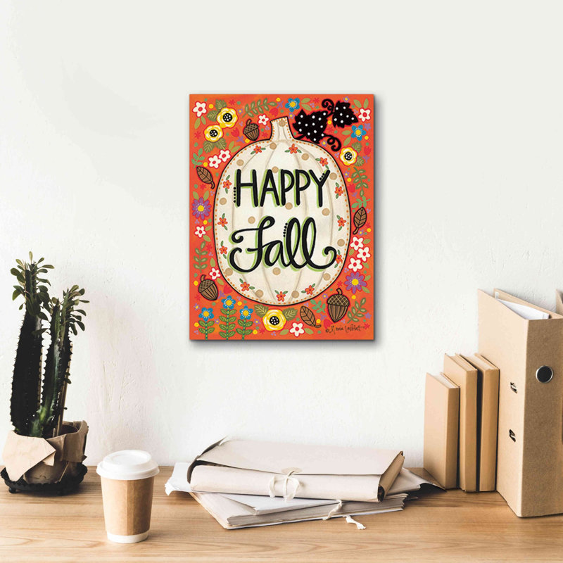 «Happy Fall Pumpkin» par Annie Lapoint, estampe numérique sur toile, H 16 po x l 12 po x P 0,75 po