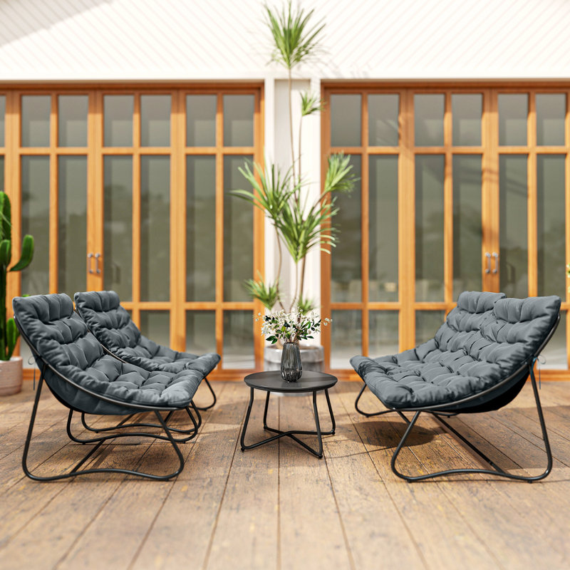 Ensemble de conversation pour meubles de patio 4 pièces avec coussins, gris