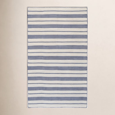 Perci Navy Hand-Woven Striped Rug